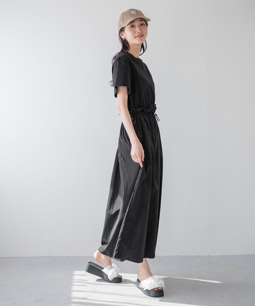 LOWRYS FARM（ローリーズファーム）の「ドッキングワンピースＳＳ 109447（ワンピース・レディース・ブラック/チャコールグレー/ホワイト・FREE）」の18枚目の写真