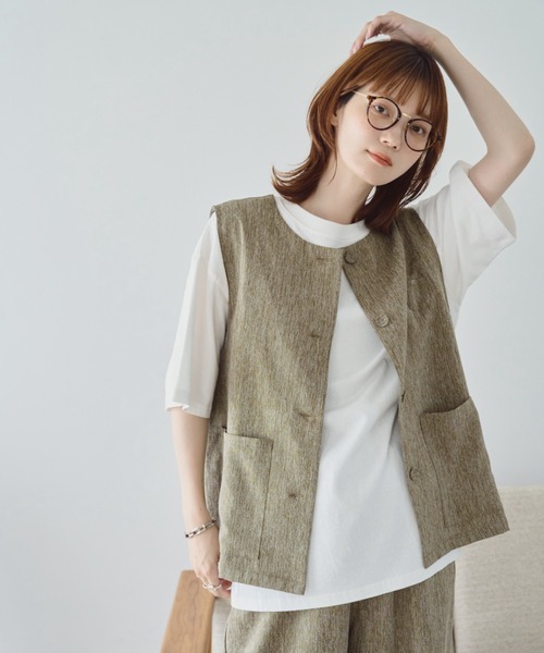 unclip（アンクリップ）の「リネンライクベスト（ベスト・レディース・グレー/ブラウン・FREE）」の8枚目の写真