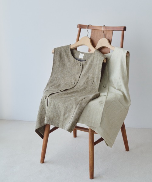 unclip（アンクリップ）の「リネンライクベスト（ベスト・レディース・グレー/ブラウン・FREE）」の3枚目の写真