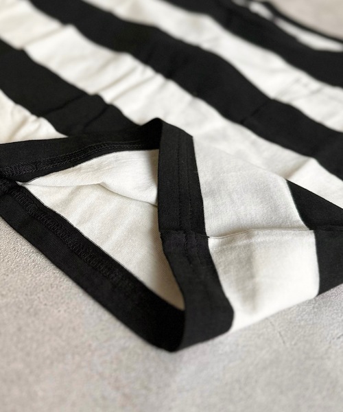 BIG FIELD（ビッグフィールド）の「太ボーダーワイドポケットT（80～150cm）（Tシャツ/カットソー・キッズ・ブラック/グリーン/パープル・90/100/110/120/80/130/95/140/150）」の6枚目の写真