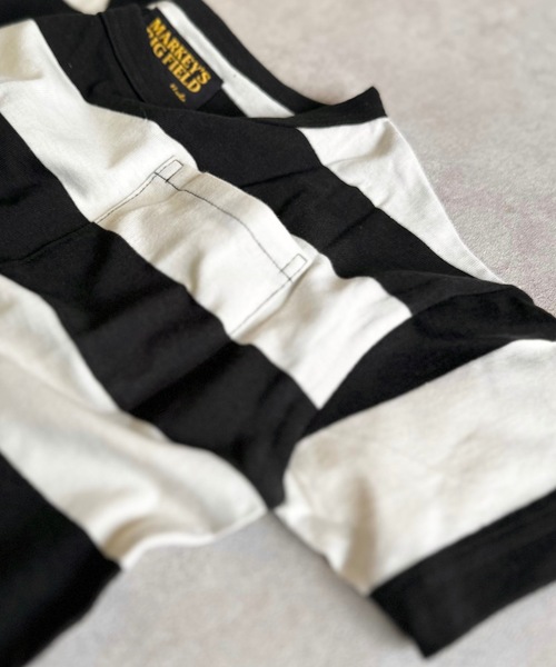 BIG FIELD（ビッグフィールド）の「太ボーダーワイドポケットT（80～150cm）（Tシャツ/カットソー・キッズ・ブラック/グリーン/パープル・90/100/110/120/80/130/95/140/150）」の5枚目の写真