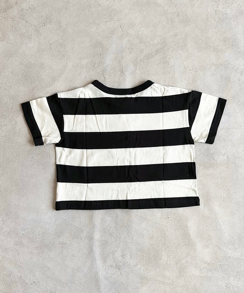 BIG FIELD（ビッグフィールド）の「太ボーダーワイドポケットT（80～150cm）（Tシャツ/カットソー・キッズ・ブラック/グリーン/パープル・90/100/110/120/80/130/95/140/150）」の4枚目の写真