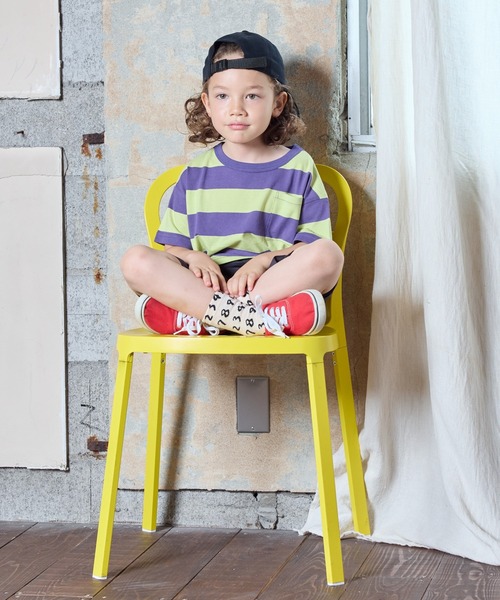 BIG FIELD（ビッグフィールド）の「太ボーダーワイドポケットT（80～150cm）（Tシャツ/カットソー・キッズ・ブラック/グリーン/パープル・90/100/110/120/80/130/95/140/150）」の14枚目の写真