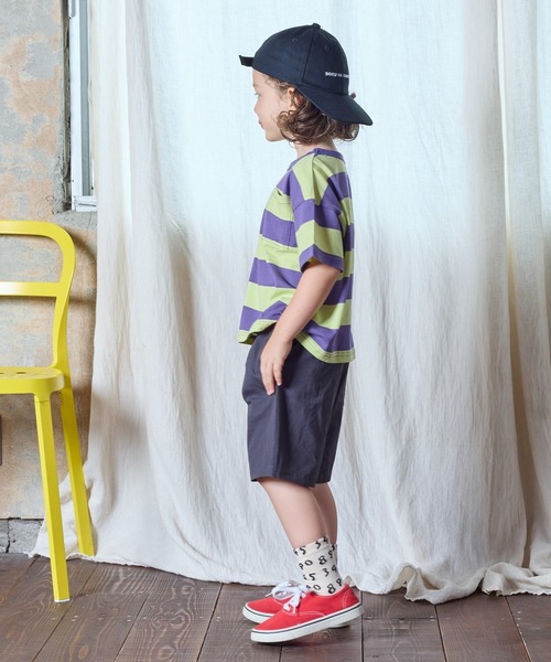 BIG FIELD（ビッグフィールド）の「太ボーダーワイドポケットT（80～150cm）（Tシャツ/カットソー・キッズ・ブラック/グリーン/パープル・90/100/110/120/80/130/95/140/150）」の16枚目の写真