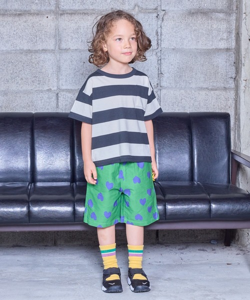 BIG FIELD（ビッグフィールド）の「太ボーダーワイドポケットT（80～150cm）（Tシャツ/カットソー・キッズ・ブラック/グリーン/パープル・90/100/110/120/80/130/95/140/150）」の8枚目の写真