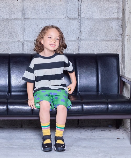 BIG FIELD（ビッグフィールド）の「太ボーダーワイドポケットT（80～150cm）（Tシャツ/カットソー・キッズ・ブラック/グリーン/パープル・90/100/110/120/80/130/95/140/150）」の9枚目の写真