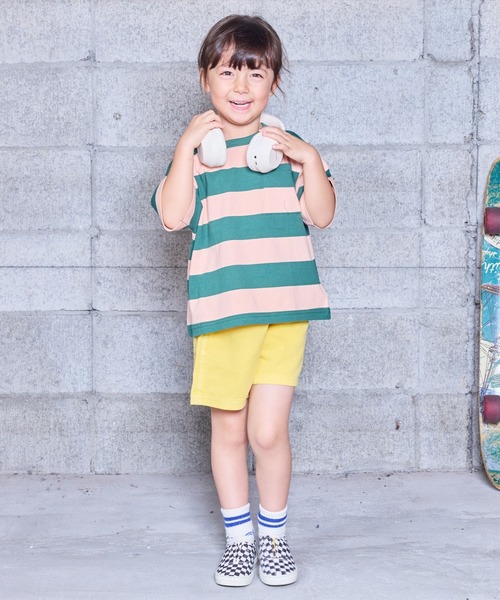 BIG FIELD（ビッグフィールド）の「太ボーダーワイドポケットT（80～150cm）（Tシャツ/カットソー・キッズ・ブラック/グリーン/パープル・90/100/110/120/80/130/95/140/150）」の11枚目の写真
