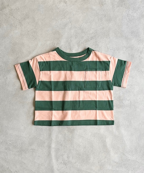 BIG FIELD（ビッグフィールド）の「太ボーダーワイドポケットT（80～150cm）（Tシャツ/カットソー・キッズ・ブラック/グリーン/パープル・90/100/110/120/80/130/95/140/150）」の10枚目の写真