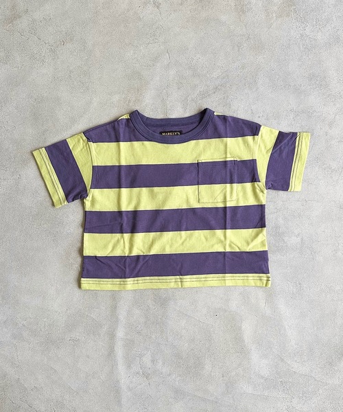 BIG FIELD（ビッグフィールド）の「太ボーダーワイドポケットT（80～150cm）（Tシャツ/カットソー・キッズ・ブラック/グリーン/パープル・90/100/110/120/80/130/95/140/150）」の13枚目の写真