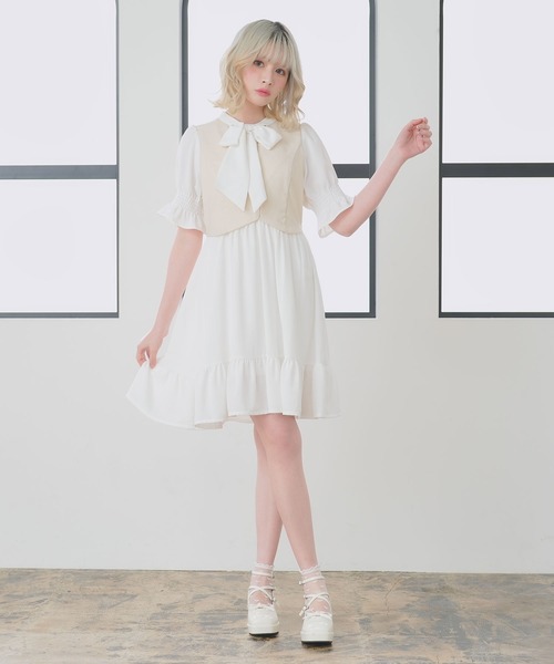 ジレドッキングボウタイワンピース（ワンピース）｜DearMyLoveRose（ディアマイラブローズ）