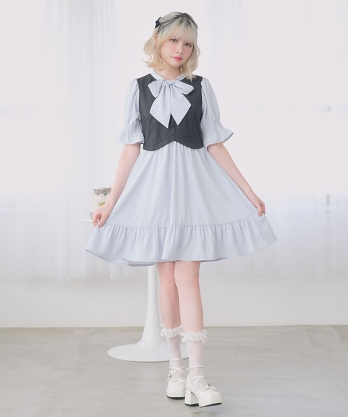 ジレドッキングボウタイワンピース（ワンピース）｜DearMyLoveRose（ディアマイラブローズ）