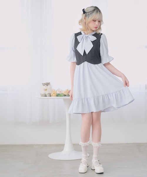 ジレドッキングボウタイワンピース（ワンピース）｜DearMyLoveRose（ディアマイラブローズ）