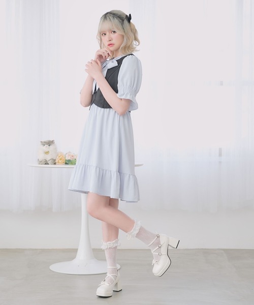 ジレドッキングボウタイワンピース（ワンピース）｜DearMyLoveRose（ディアマイラブローズ）