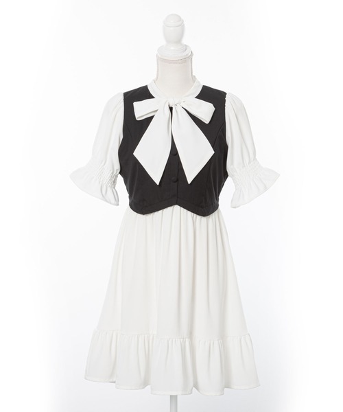 ジレドッキングボウタイワンピース（ワンピース）｜DearMyLoveRose（ディアマイラブローズ）