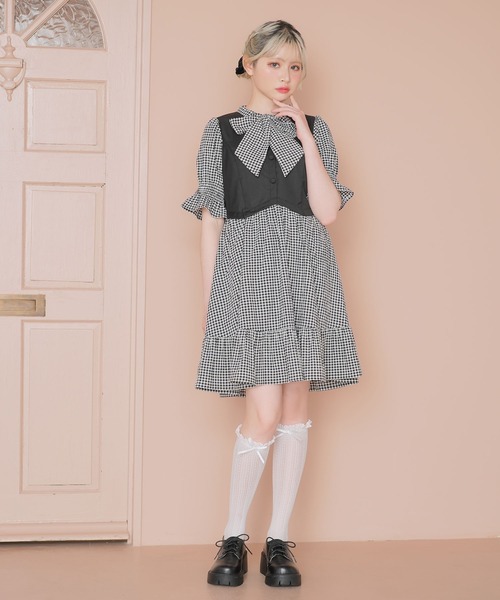 ジレドッキングボウタイワンピース（ワンピース）｜DearMyLoveRose（ディアマイラブローズ）