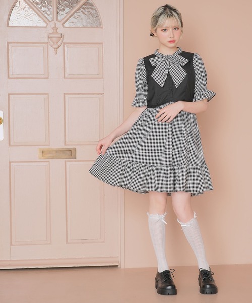 ジレドッキングボウタイワンピース（ワンピース）｜DearMyLoveRose（ディアマイラブローズ）