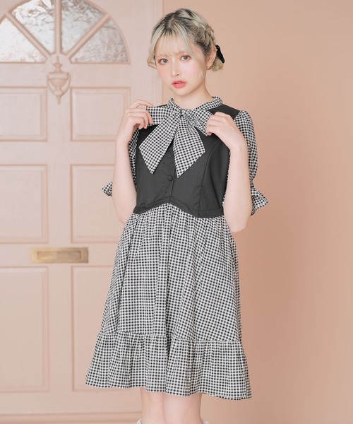 ジレドッキングボウタイワンピース（ワンピース）｜DearMyLoveRose（ディアマイラブローズ）