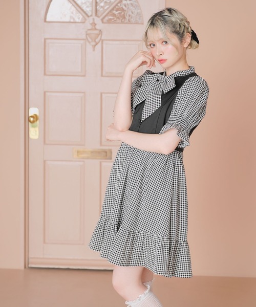 ジレドッキングボウタイワンピース（ワンピース）｜DearMyLoveRose（ディアマイラブローズ）