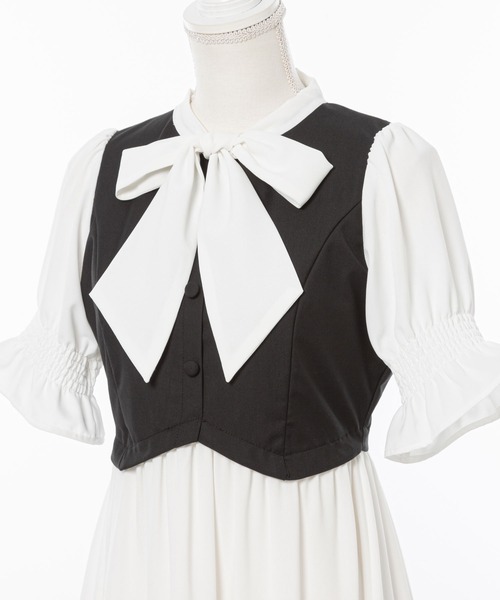 ジレドッキングボウタイワンピース（ワンピース）｜DearMyLoveRose（ディアマイラブローズ）