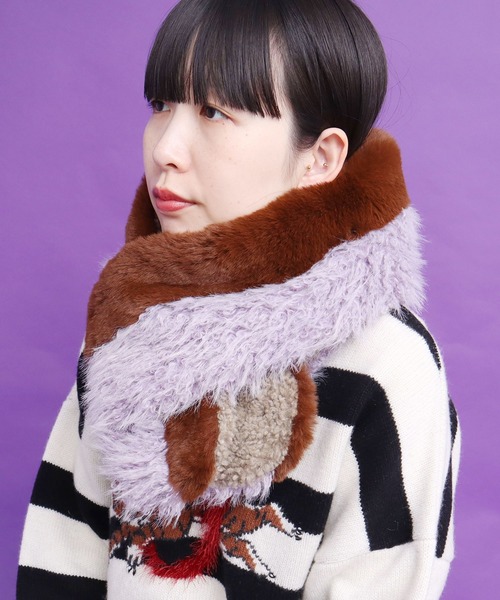 didizizi(ディディジジ)の「マルチカラーファーマフラー(ストール/ショール・レディース・ベージュ/パープル/ブルー・FREE)」の13枚目の写真