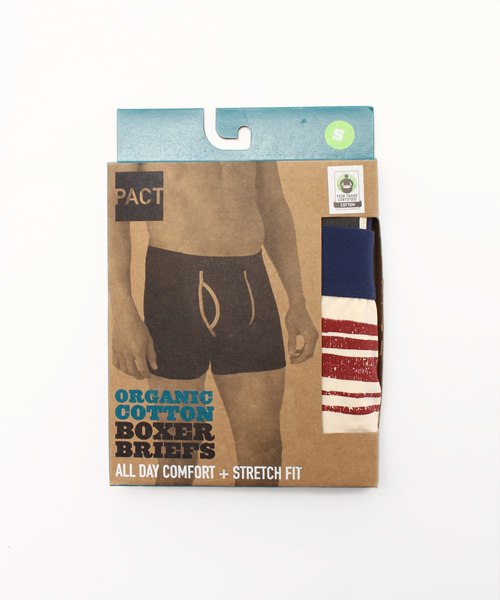 PACT(パクト)の「PACT/パクト Men's Boxer Brief-CROSSWALK STRIPE メンズ・ボクサーブリーフ(ブリーフ・メンズ・ホワイト×レッド・SMALL/LARGE/MEDIUM)」の4枚目の写真