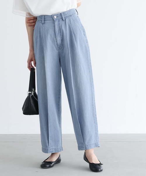 n'OrLABEL(ノアールレーベル)の「麻混ペグトップデニムパンツ(デニムパンツ・レディース・ケミカルウォッシュ/ワンウォッシュ・2/1)」の4枚目の写真