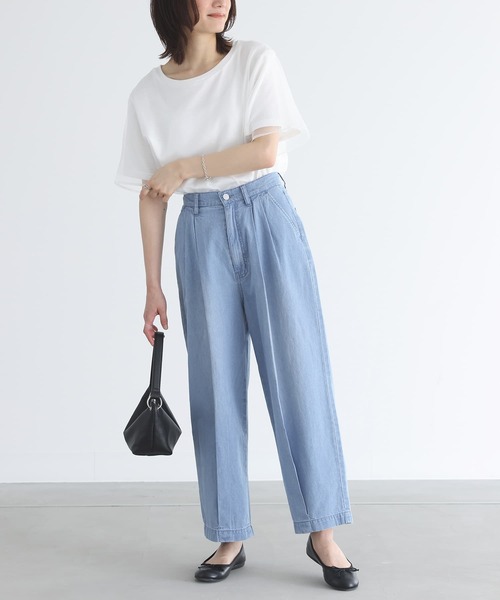 n'OrLABEL(ノアールレーベル)の「麻混ペグトップデニムパンツ(デニムパンツ・レディース・ケミカルウォッシュ/ワンウォッシュ・2/1)」の6枚目の写真
