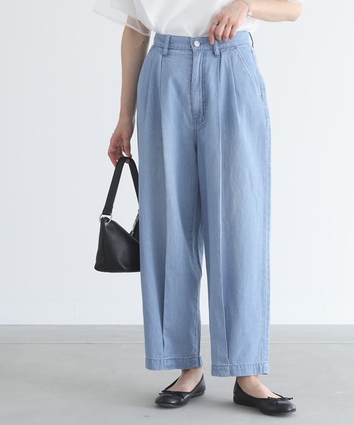 n'OrLABEL(ノアールレーベル)の「麻混ペグトップデニムパンツ(デニムパンツ・レディース・ケミカルウォッシュ/ワンウォッシュ・2/1)」の5枚目の写真