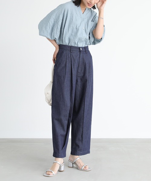 n'OrLABEL(ノアールレーベル)の「麻混ペグトップデニムパンツ(デニムパンツ・レディース・ケミカルウォッシュ/ワンウォッシュ・2/1)」の20枚目の写真