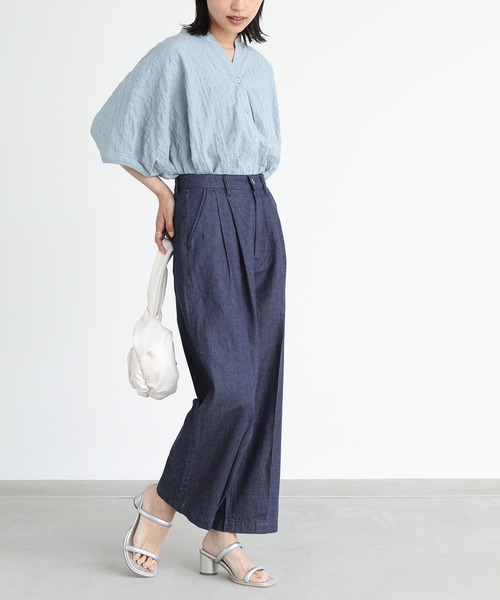 n'OrLABEL(ノアールレーベル)の「麻混ペグトップデニムパンツ(デニムパンツ・レディース・ケミカルウォッシュ/ワンウォッシュ・2/1)」の21枚目の写真