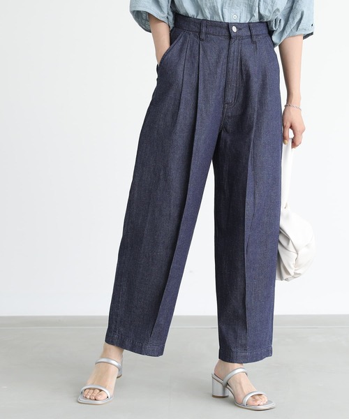 n'OrLABEL(ノアールレーベル)の「麻混ペグトップデニムパンツ(デニムパンツ・レディース・ケミカルウォッシュ/ワンウォッシュ・2/1)」の19枚目の写真