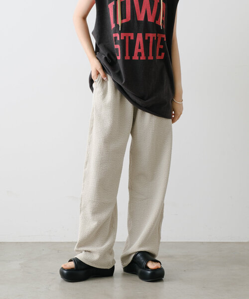 WHIMSIC（ウィムジック）の「【UNISEX/SETUP対応】ストレッチシアサッカーイージーパンツ（その他パンツ・メンズ・チャコールグレー/グレイッシュベージュ・FREE）」の2枚目の写真