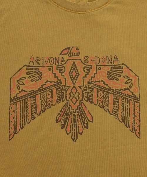 チチカカ(チチカカ)の「プリントメッシュスリーブTシャツ(Tシャツ/カットソー・レディース・チャコールグレー/ベージュ/マスタード・FREE)」の8枚目の写真