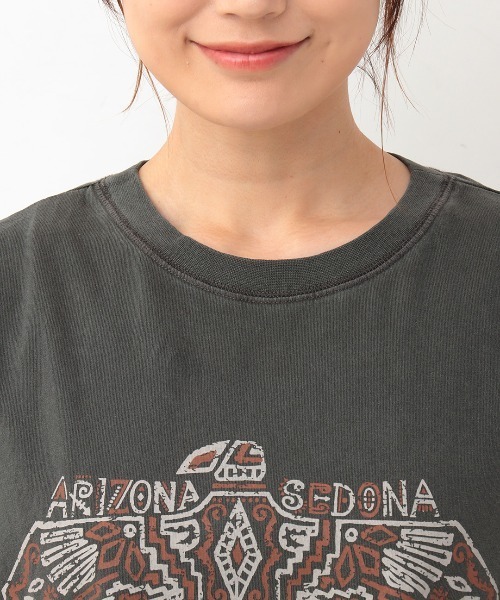 チチカカ(チチカカ)の「プリントメッシュスリーブTシャツ(Tシャツ/カットソー・レディース・チャコールグレー/ベージュ/マスタード・FREE)」の13枚目の写真