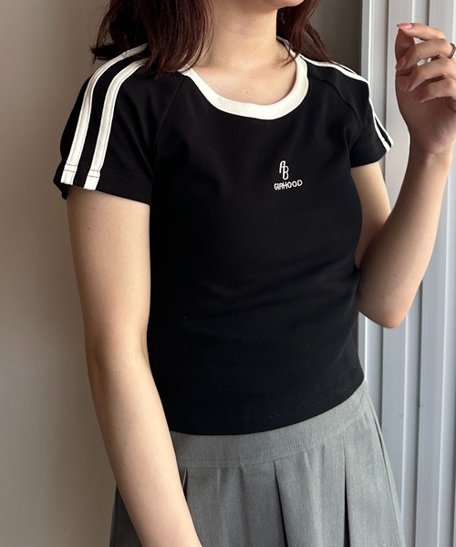solleim(ソルレム)の「ワンポイントロゴラインTシャツ(Tシャツ/カットソー・レディース・アイボリー/ブラック/ベージュ・M)」の9枚目の写真