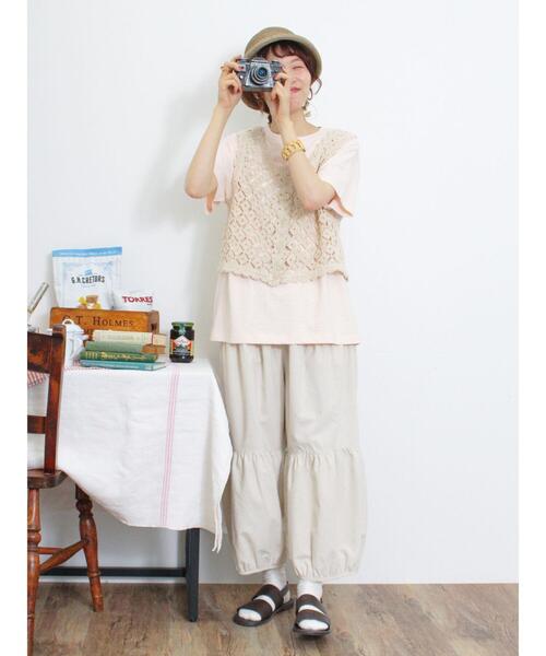 Samansa Mos2(サマンサ モスモス)の「かぎ針編み風前後2WAYビスチェ(ベスト・レディース・モカ/ブラック/キナリ・F)」の7枚目の写真