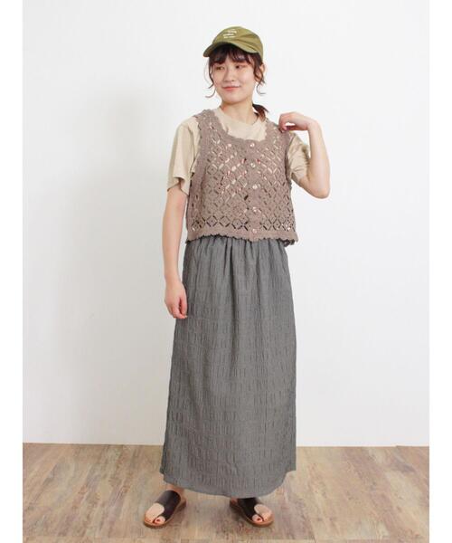 Samansa Mos2(サマンサ モスモス)の「かぎ針編み風前後2WAYビスチェ(ベスト・レディース・モカ/ブラック/キナリ・F)」の4枚目の写真