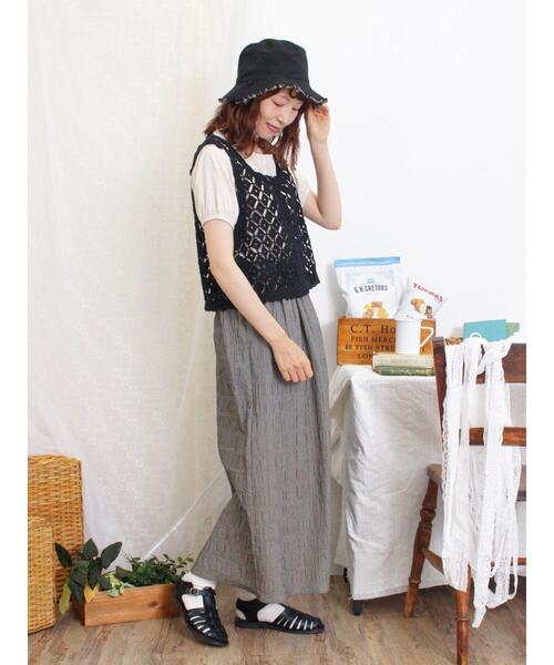 Samansa Mos2(サマンサ モスモス)の「かぎ針編み風前後2WAYビスチェ(ベスト・レディース・モカ/ブラック/キナリ・F)」の22枚目の写真