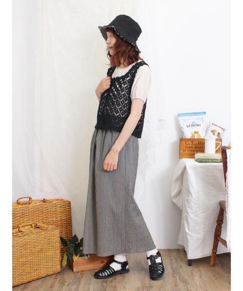 Samansa Mos2(サマンサ モスモス)の「かぎ針編み風前後2WAYビスチェ(ベスト・レディース・モカ/ブラック/キナリ・F)」の21枚目の写真