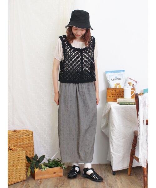 Samansa Mos2(サマンサ モスモス)の「かぎ針編み風前後2WAYビスチェ(ベスト・レディース・モカ/ブラック/キナリ・F)」の20枚目の写真