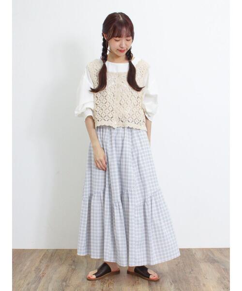 Samansa Mos2(サマンサ モスモス)の「かぎ針編み風前後2WAYビスチェ(ベスト・レディース・モカ/ブラック/キナリ・F)」の17枚目の写真