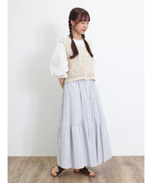 Samansa Mos2(サマンサ モスモス)の「かぎ針編み風前後2WAYビスチェ(ベスト・レディース・モカ/ブラック/キナリ・F)」の16枚目の写真