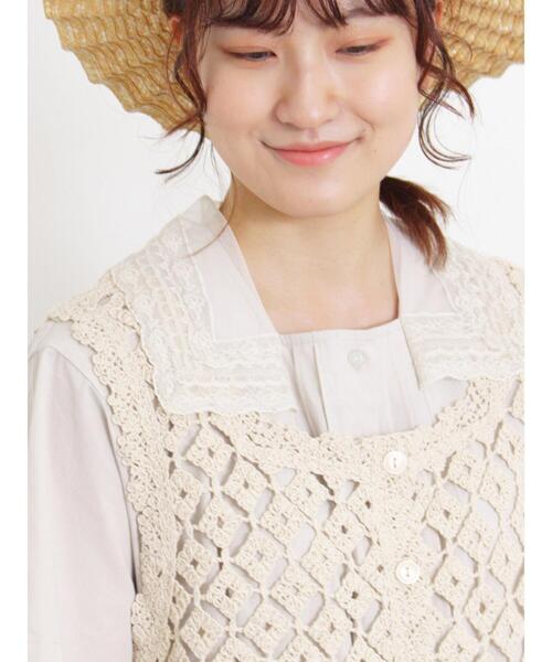 Samansa Mos2(サマンサ モスモス)の「かぎ針編み風前後2WAYビスチェ(ベスト・レディース・モカ/ブラック/キナリ・F)」の14枚目の写真