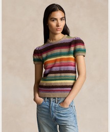 ストライプド ショートスリーブ セーター