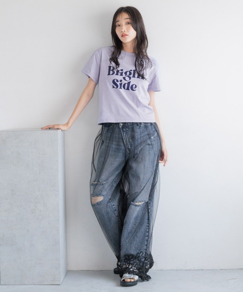 LOWRYS FARM(ローリーズファーム)の「コンパクトプリントTシャツ 131955(Tシャツ/カットソー・レディース・チャコールグレー/パープル/アイボリー・FREE)」の20枚目の写真