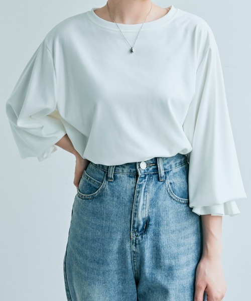 kirakiraShop（キラキラショップ）の「キャンディ スリーブ カットソー（Tシャツ/カットソー・レディース・モカ/チャコール/ブラック/オフホワイト・M/L）」の5枚目の写真
