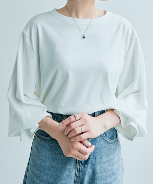 kirakiraShop（キラキラショップ）の「キャンディ スリーブ カットソー（Tシャツ/カットソー・レディース・モカ/チャコール/ブラック/オフホワイト・M/L）」の6枚目の写真