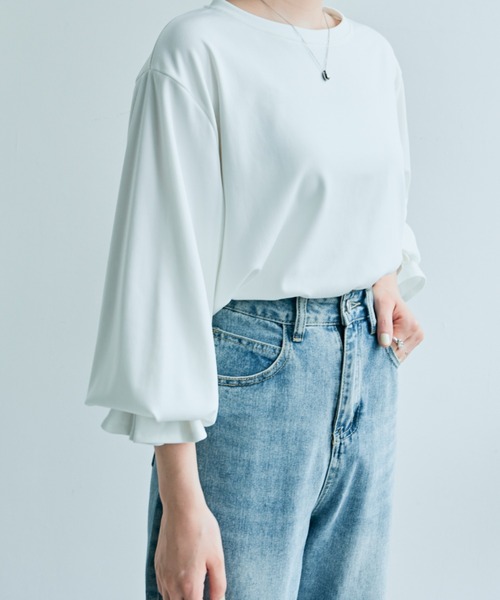 kirakiraShop（キラキラショップ）の「キャンディ スリーブ カットソー（Tシャツ/カットソー・レディース・モカ/チャコール/ブラック/オフホワイト・M/L）」の7枚目の写真