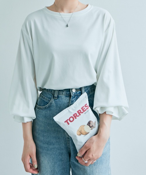 kirakiraShop（キラキラショップ）の「キャンディ スリーブ カットソー（Tシャツ/カットソー・レディース・モカ/チャコール/ブラック/オフホワイト・M/L）」の8枚目の写真