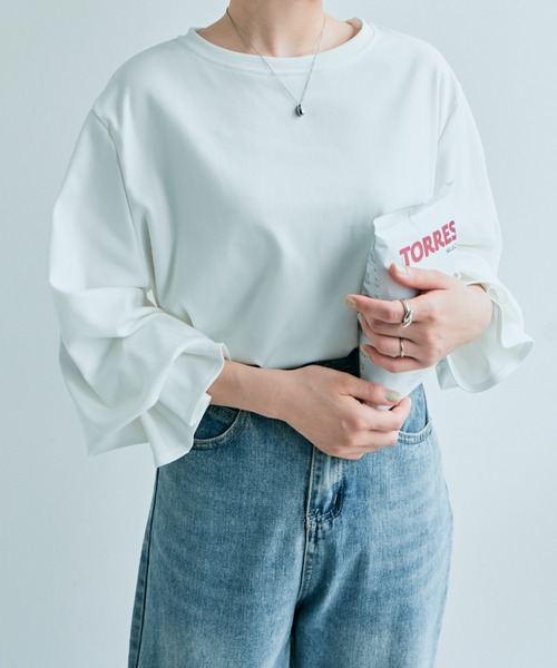 kirakiraShop（キラキラショップ）の「キャンディ スリーブ カットソー（Tシャツ/カットソー・レディース・モカ/チャコール/ブラック/オフホワイト・M/L）」の9枚目の写真